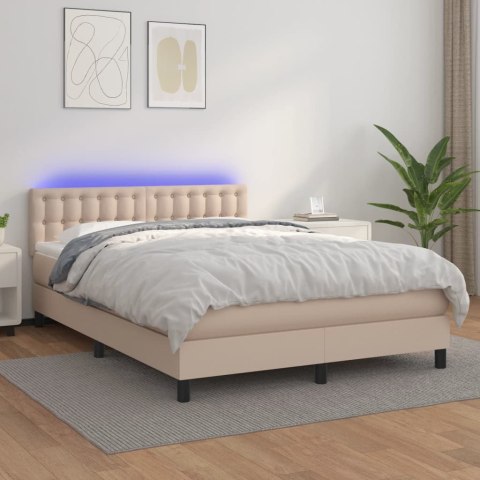  Łóżko kontynentalne, materac i LED cappuccino 140x190 cm