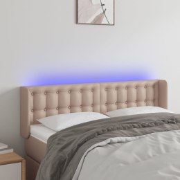  Zagłówek do łóżka z LED, cappuccino, 147x16x78/88 cm, ekoskóra