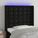  Zagłówek do łóżka z LED, czarny 83x16x118/128 cm sztuczna skóra