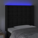  Zagłówek do łóżka z LED, czarny 83x16x118/128 cm sztuczna skóra