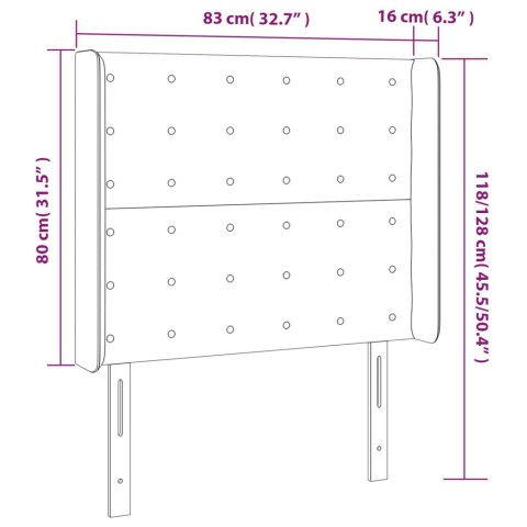  Zagłówek do łóżka z LED, czarny 83x16x118/128 cm sztuczna skóra