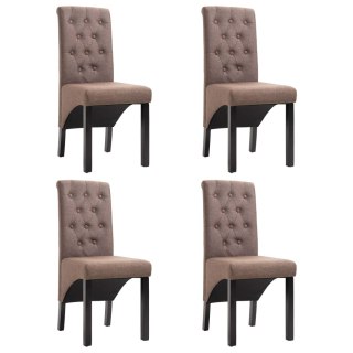  Krzesła stołowe, 4 szt., brązowe, obite tkaniną