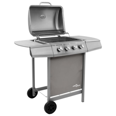  Grill gazowy z 4 palnikami, srebrny