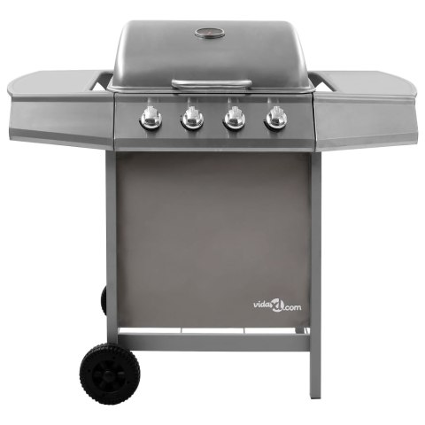  Grill gazowy z 4 palnikami, srebrny