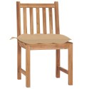  Krzesła ogrodowe, 4 szt., z poduszkami, lite drewno tekowe