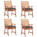  Krzesła ogrodowe z poduszkami, 4 szt., lite drewno akacjowe