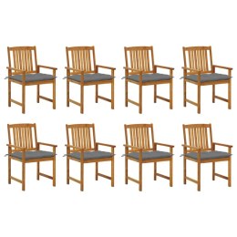  Krzesła ogrodowe z poduszkami, 8 szt., lite drewno akacjowe