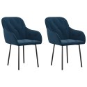  Krzesła stołowe, 2 szt., niebieskie, aksamitne