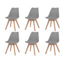  Krzesła stołowe, 6 szt., szare, plastikowe