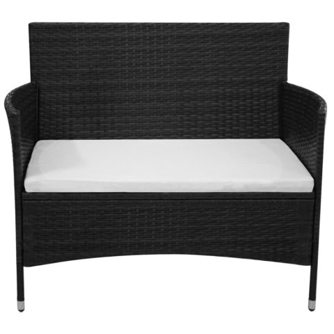  Ławka ogrodowa, 90 cm, polirattan, czarna