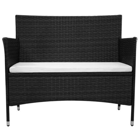  Ławka ogrodowa, 90 cm, polirattan, czarna