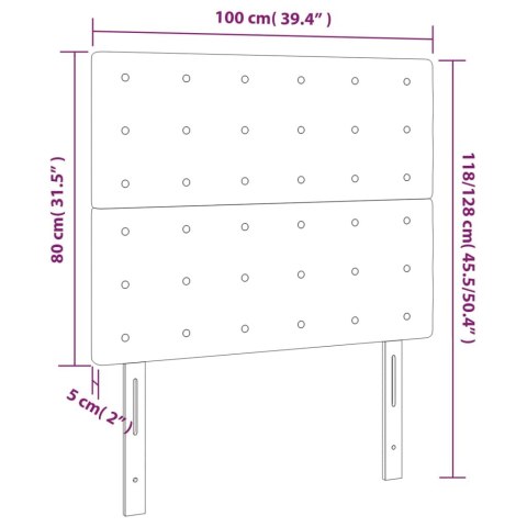  Zagłówek do łóżka z LED, ciemnoszary, 100x5x118/128 cm, tkanina