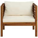  Krzesło ogrodowe z kremowymi poduszkami, lite drewno akacjowe
