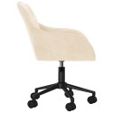  Obrotowe krzesło biurowe, kremowe, tapicerowane aksamitem