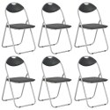  Składane krzesła jadalniane, 6 szt., czarne, sztuczna skóra