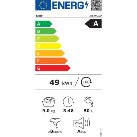 Pralka Balay 3TS490XD 60 cm 1200 rpm 9 kg