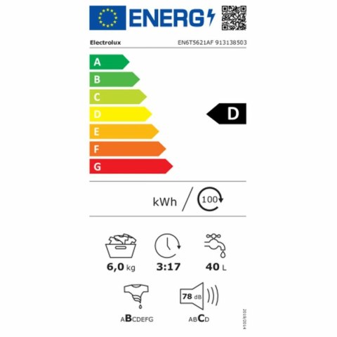 Pralka Electrolux EN6T5621AF 6 Kg 1200 rpm