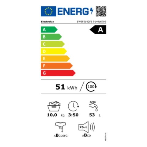 Pralka Electrolux EW6F5142FB 10 KG 1400 RPM Biały 10 kg