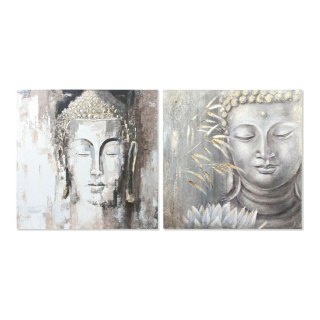 Obraz DKD Home Decor CU-179192 100 x 3,8 x 100 cm Budda Orientalny (2 Sztuk)