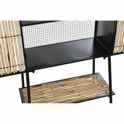 Kredens DKD Home Decor Czarny Naturalny Metal Rattan 65 x 35 x 130,5 cm