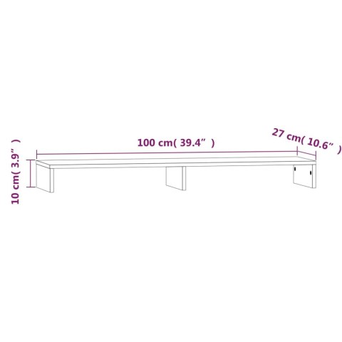  Podstawka na monitor, 100x27x10 cm, lite drewno sosnowe