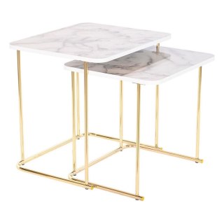 Zestaw 2 stołów DKD Home Decor Biały Złoty 51 x 43 x 49 cm