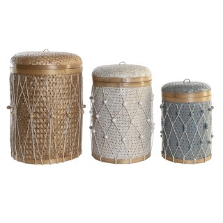 Zestaw koszyków DKD Home Decor Wielokolorowy Bambus Boho 46 x 46 x 58 cm