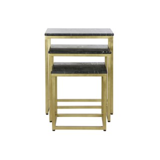 Zestaw 3 stołów DKD Home Decor Czarny Złoty 50 x 35 x 60 cm