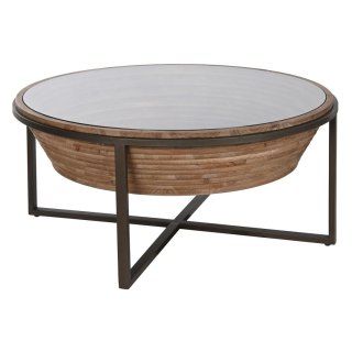 Stolik Home ESPRIT Szkło Drewno świerkowe 102 x 102 x 46 cm