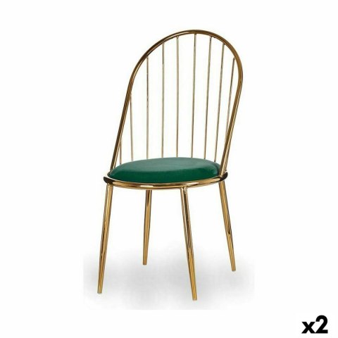 Krzesło Pręty Kolor Zielony Złoty 48 x 95,5 x 48 cm (2 Sztuk)