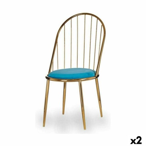 Krzesło Pręty Niebieski Złoty 48 x 95,5 x 48 cm (2 Sztuk)