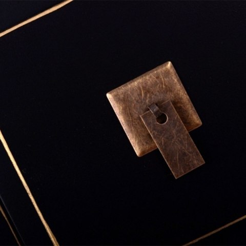 MebleTV ORIENTE 130 x 24 x 50,5 cm Czarny Złoty Drewno