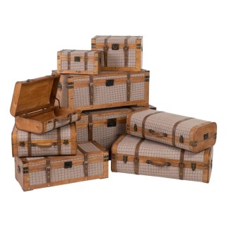 Zestaw kufrów 90 x 47 x 45 cm Tkanina syntetyczna Drewno Krata (3 Części)