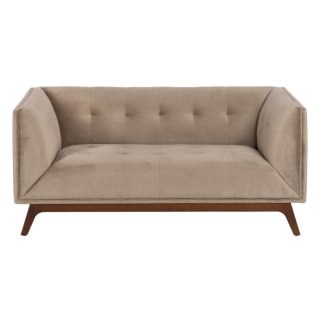 Sofa 156 x 81 x 72 cm Szampan Tkanina syntetyczna Drewno Aksamit