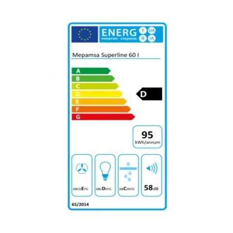 Okap konwencjonalny Mepamsa SUPERLINE 60V2 390 m3/h Stal nierdzewna