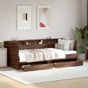  Łóżko dzienne z szufladami, brązowy dąb, 90x190 cm