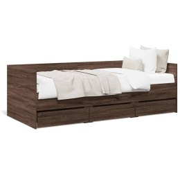  Łóżko dzienne z szufladami, brązowy dąb, 90x190 cm