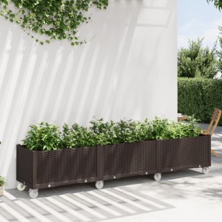  Donica ogrodowa z kółkami, brązowa, 240x50x54 cm, PP