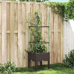  Donica ogrodowa z kratką, brązowa, 40x40x142,5 cm, PP