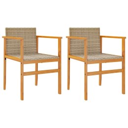  Krzesła ogrodowe, 2 szt., beżowe, polirattan i drewno