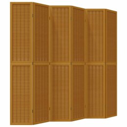  Parawan pokojowy, 6-panelowy, brązowy, lite drewno paulowni