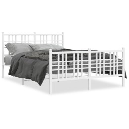  Metalowa rama łóżka z wezgłowiem i zanóżkiem, biała, 120x190 cm
