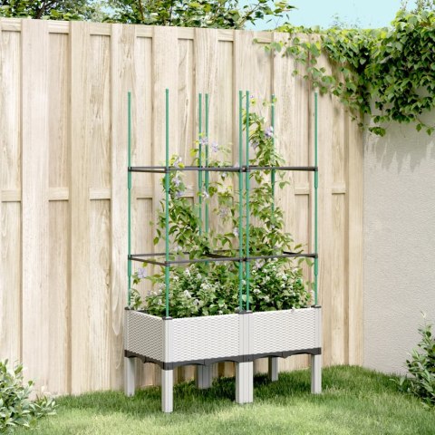  Donica ogrodowa z kratką, biała, 80x40x142,5 cm, PP