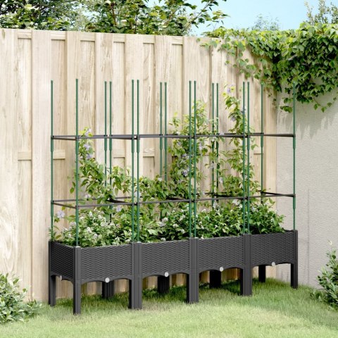  Donica ogrodowa z kratką, czarna, 160x40x142,5 cm, PP