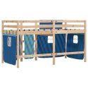 Dziecięce łóżko na antresoli, niebieskie zasłonki, 90x190 cm
