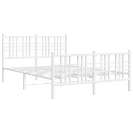  Metalowa rama łóżka z wezgłowiem i zanóżkiem, biała, 120x200 cm
