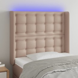  Zagłówek do łóżka z LED, cappuccino, 83x16x118/128 cm, ekoskóra