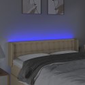  Zagłówek do łóżka z LED, kremowy, 147x16x78/88 cm, tkanina