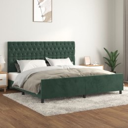  Rama łóżka z zagłówkiem, ciemnozielona, 200x200 cm, aksamitna
