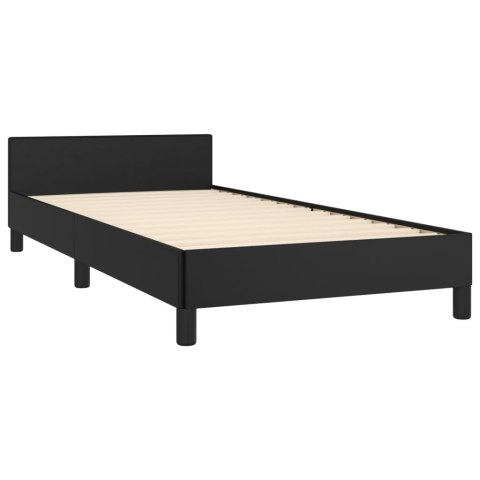  Rama łóżka z zagłówkiem, czarna, sztuczna skóra, 80x200 cm